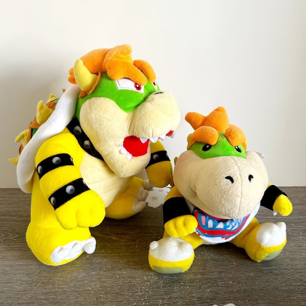 Super Mario Bros 10” Bowser & Bowser Jr Plush Toy Doll Stuffed Animal Nintendo